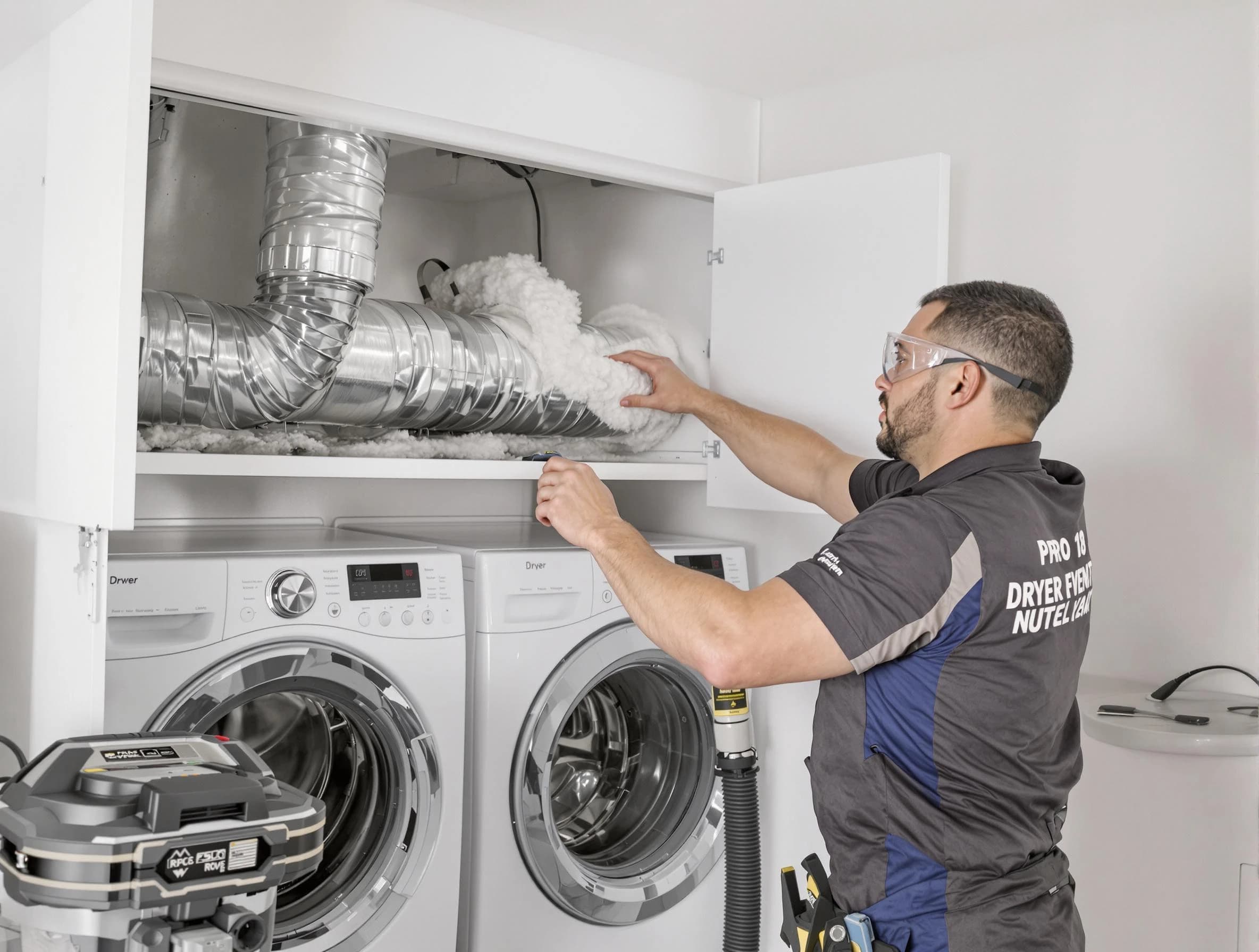 Meadowbrook Dryer Vent Cleaning certified technician performing specialized gas dryer vent cleaning in Meadowbrook
