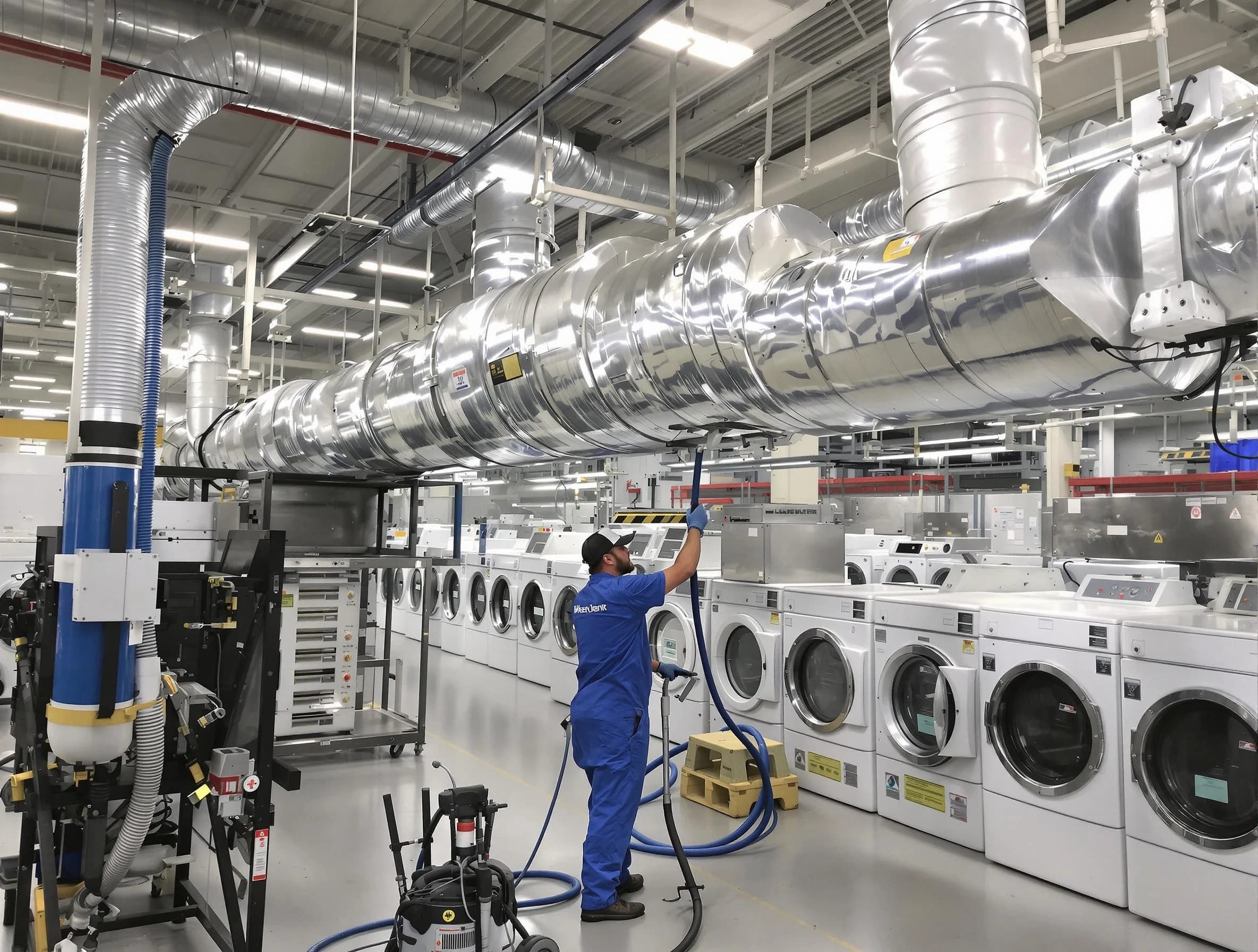 Meadowbrook Dryer Vent Cleaning team performing heavy-duty industrial dryer vent cleaning in Meadowbrook