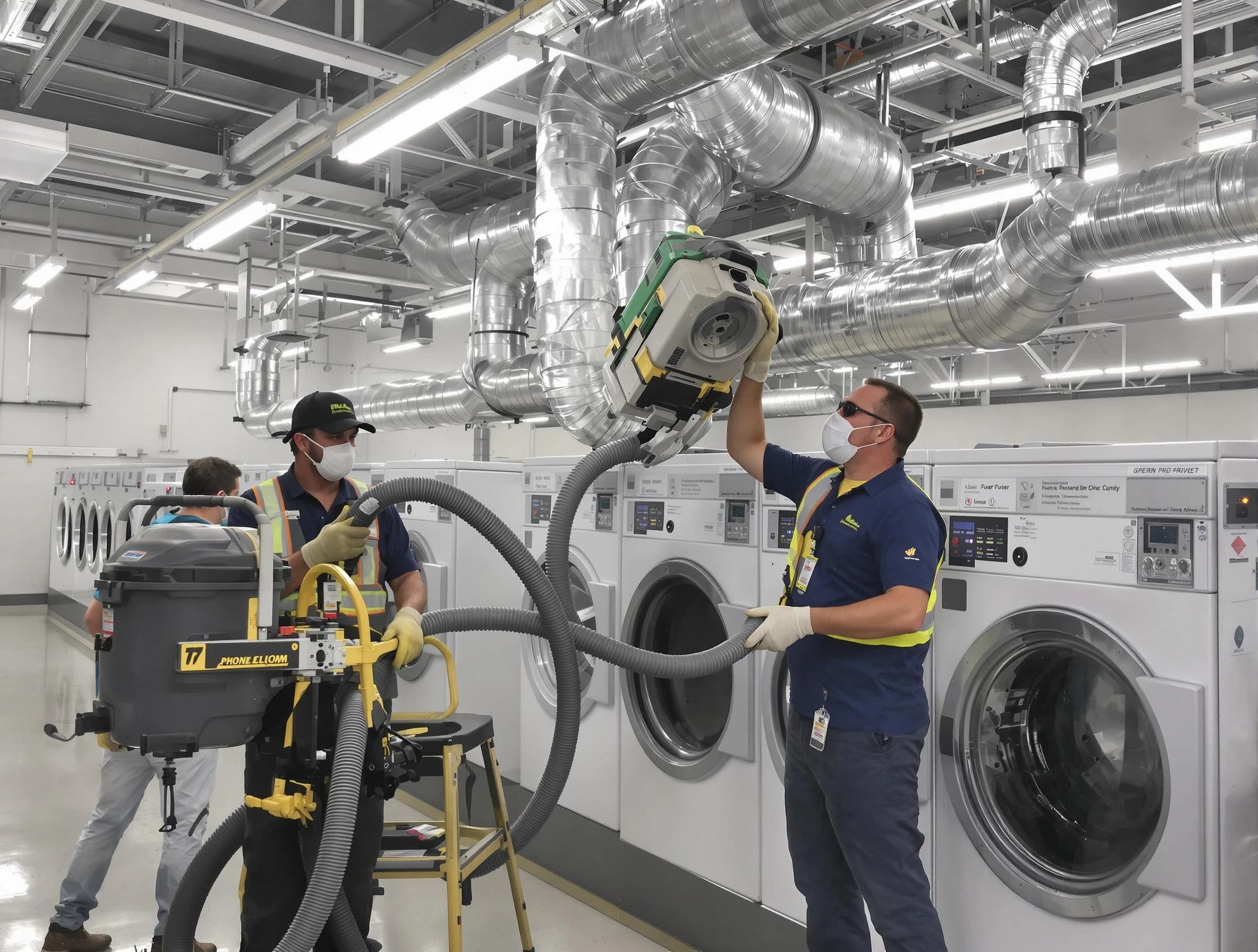 Meadowbrook Dryer Vent Cleaning team cleaning large-scale industrial dryer vent systems at a facility in Meadowbrook