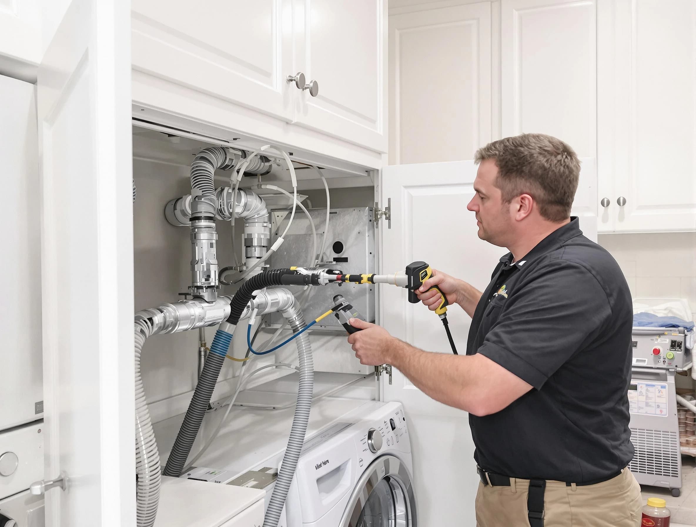 Meadowbrook Dryer Vent Cleaning professional removing severe blockage from a clogged dryer vent in Meadowbrook