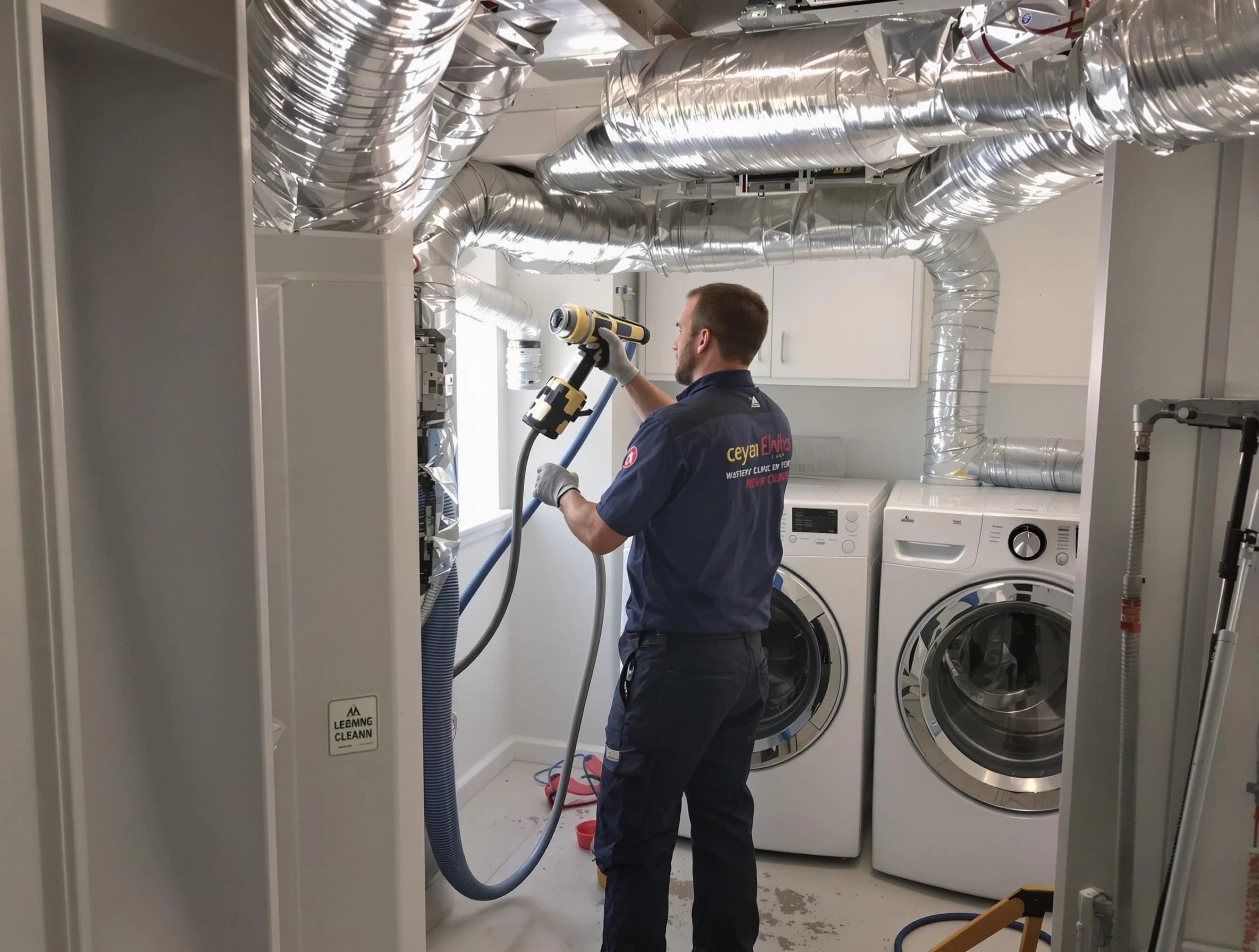 Meadowbrook Dryer Vent Cleaning specialist using advanced equipment for thorough duct cleaning in Meadowbrook